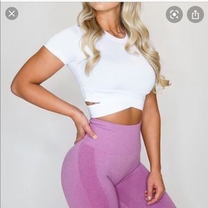 NWOT White cross body crop tee